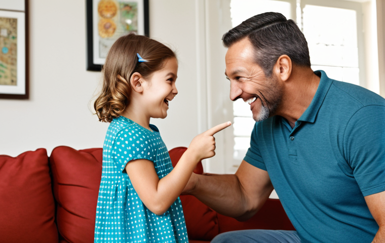 **

A father playing a treasure hunt game with his daughter in their living room. The daughter is fully clothed in casual, modest clothing, excitedly searching for clues. The father is smiling and pointing towards a hidden clue. The room is brightly lit and decorated in a family-friendly manner. Safe for work, appropriate content, fully clothed, professional photography, perfect anatomy, natural proportions, family-friendly.

**