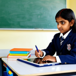 영유아 ICT 활용 교육 - Digital Learning**

A young Indian girl, around 8 years old, fully clothed in a modest school unifor...